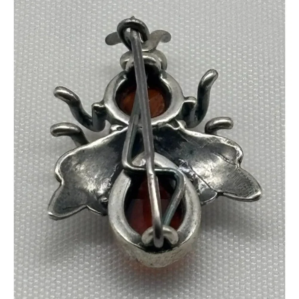 Vintage Sterling Silver .925 and Amber Bee Pin or Brooch, Marked "925" Unsigned~ - Picture 6 of 13